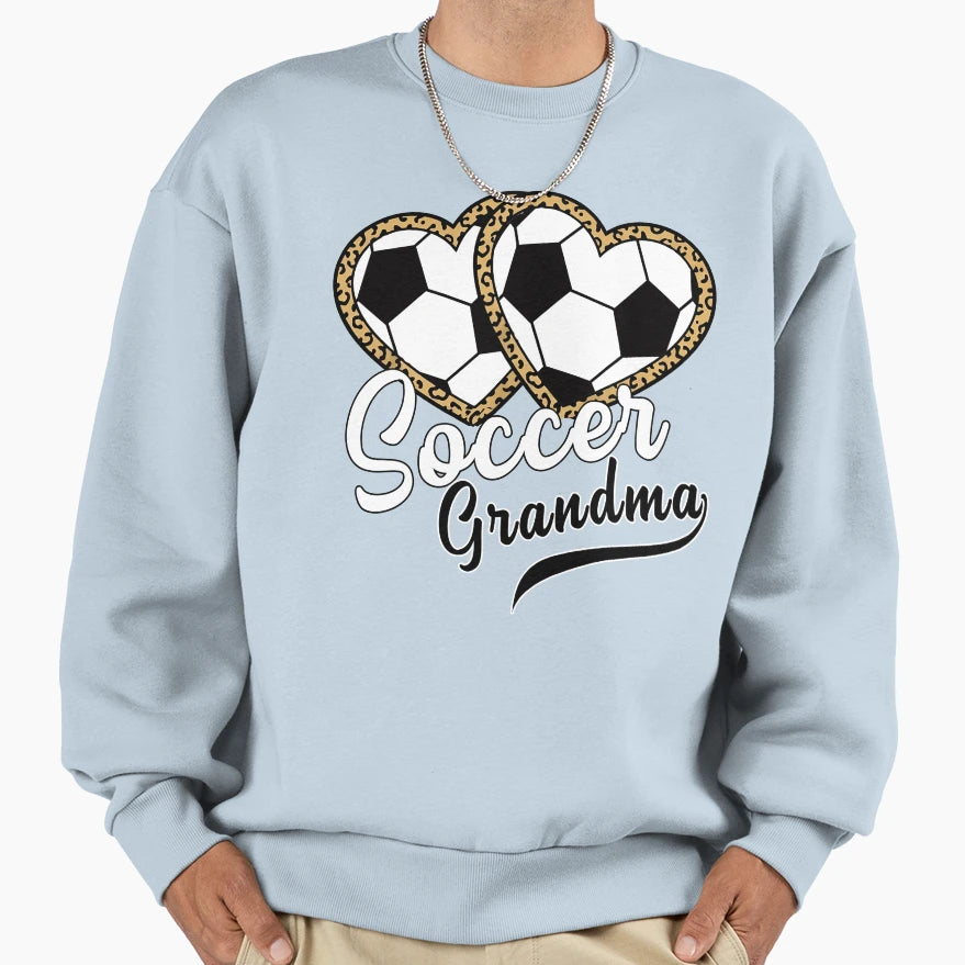 Leopard Heart Soccer Grandma Sweatshirt - Graphic Print Men Women - T-Shirt, Sweatshirt, Hoodie