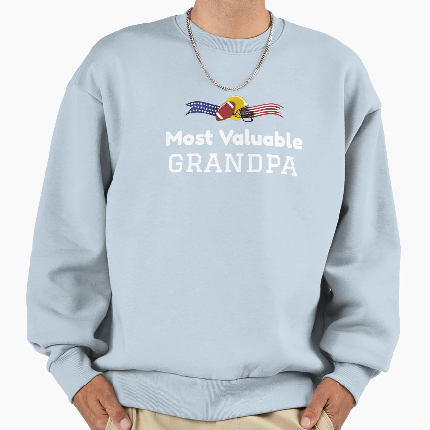 Most Valuable Grandpa Football Sweatshirt - Aesthetic Graphic for Adults - T-Shirt, Sweatshirt, Hoodie