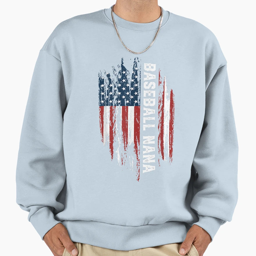 Baseball Nana American Flag Grandma Sweatshirt - Graphic Print Men Women - T-Shirt, Sweatshirt, Hoodie