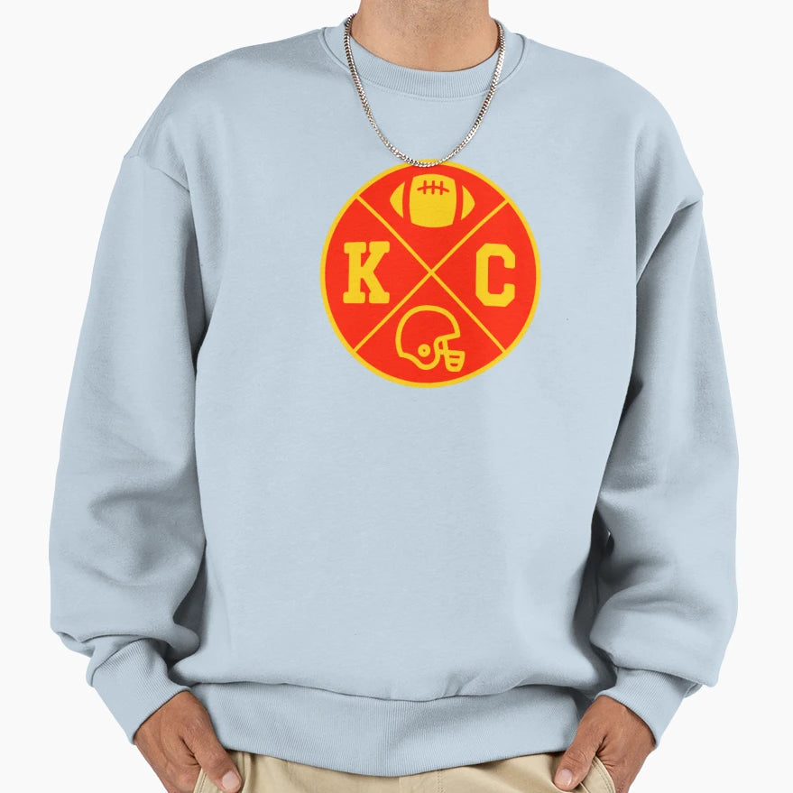 Chiefs Helmet Kc Kansas City Circle Pie Sweatshirt - Trendy Graphic Unisex - T-Shirt, Sweatshirt, Hoodie