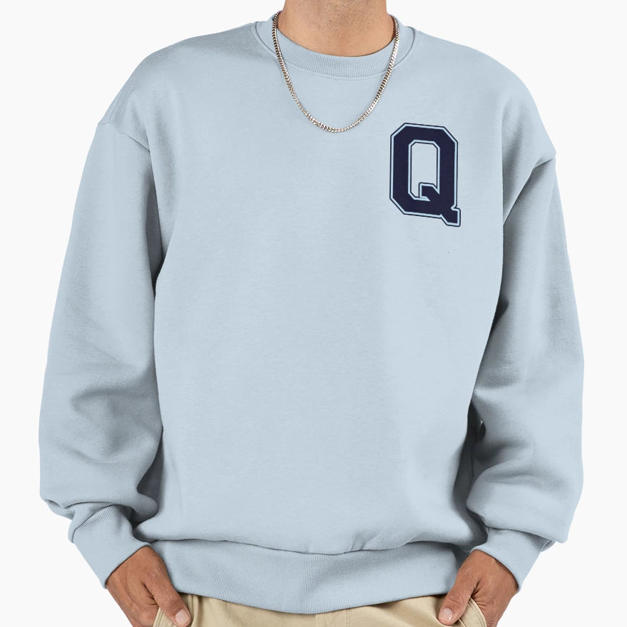 Navy Blue Letter Q Initial Monogram Sweatshirt - Graphic Print for Adults - T-Shirt, Sweatshirt, Hoodie