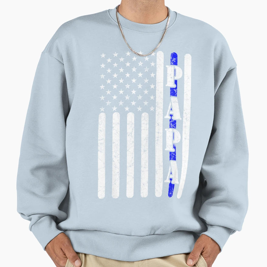 Thin Blue Line Papa Police Sweatshirt - Streetwear Style for Adults - T-Shirt, Sweatshirt, Hoodie