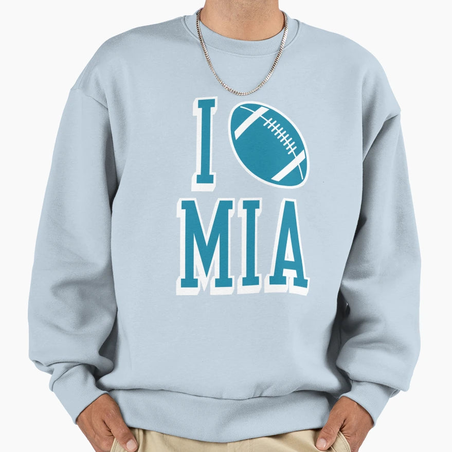 I Love Mia Football Orange Sweatshirt - Fun Novelty Design Men Women - T-Shirt, Sweatshirt, Hoodie