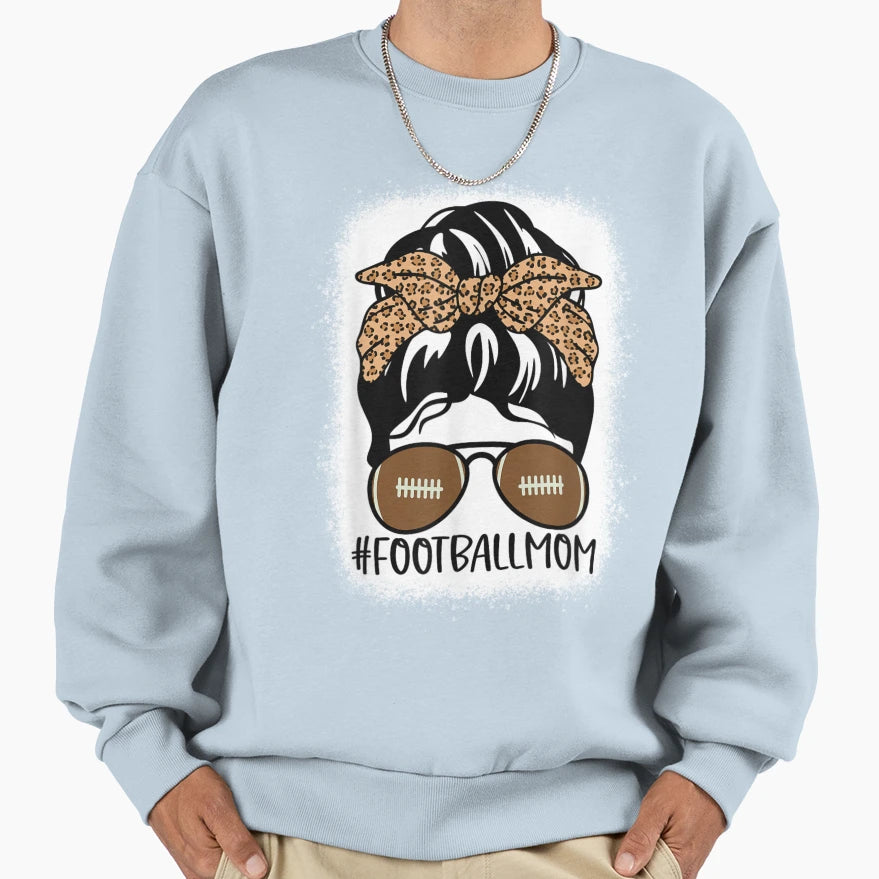 Bleached Football Mom Life Leopard And T-Shirt - Custom Art Print Unisex - T-Shirt, Sweatshirt, Hoodie