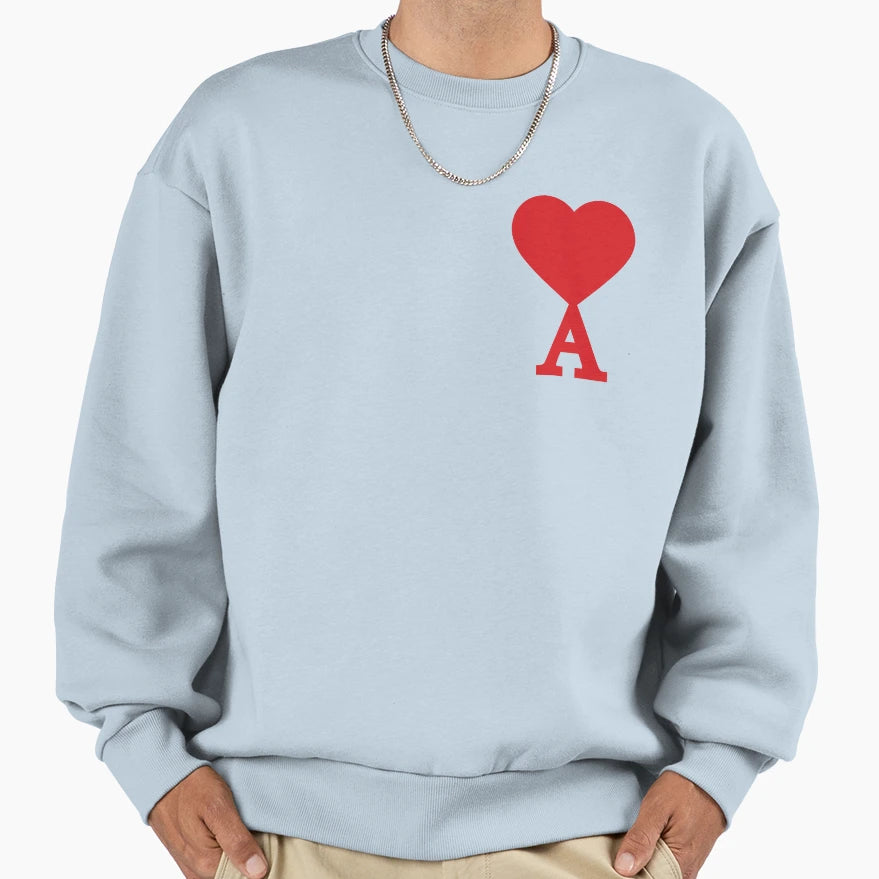 Letter Heart Initial Minimalist Sweatshirt - Graphic Print for Adults - T-Shirt, Sweatshirt, Hoodie