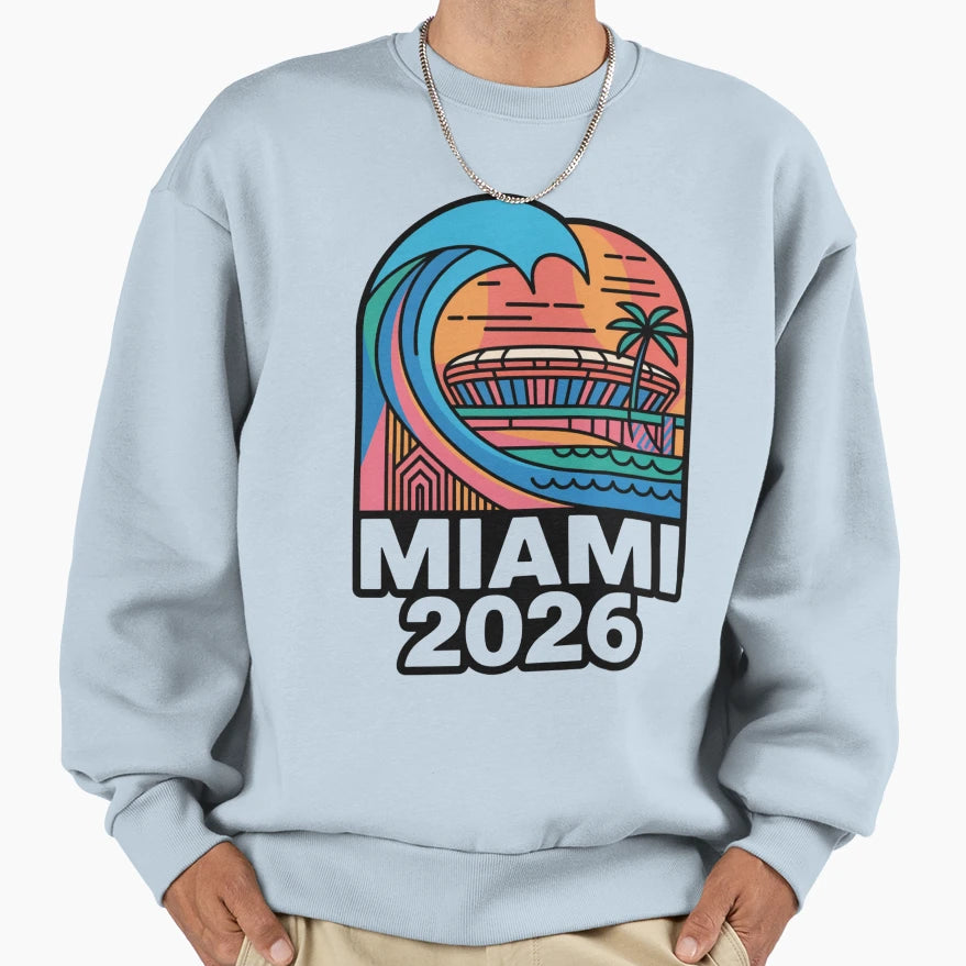 Miami 2026 Ocean Wave Football V19 T-Shirt - Streetwear Style for Adults - T-Shirt, Sweatshirt, Hoodie