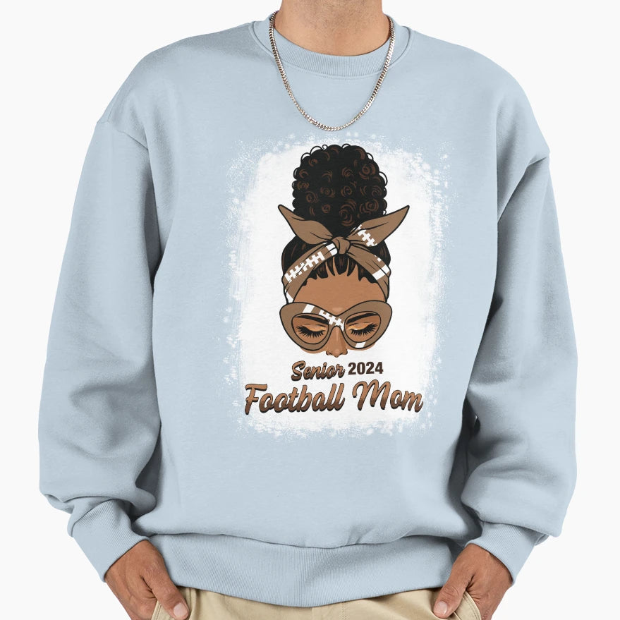 Afro Messy Bun Football Mom Funny T-Shirt - Trendy Graphic Men Women - T-Shirt, Sweatshirt, Hoodie
