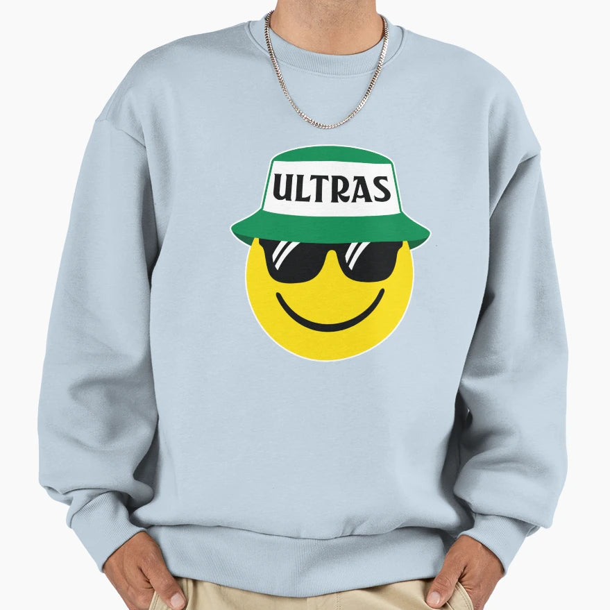 Ultras Smiley Face Green Sweatshirt - Minimalist Print Unisex - T-Shirt, Sweatshirt, Hoodie