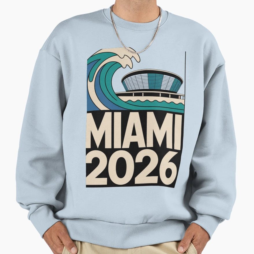 Miami 2026 Ocean Wave Football V21 T-Shirt - Fun Novelty Design Unisex - T-Shirt, Sweatshirt, Hoodie