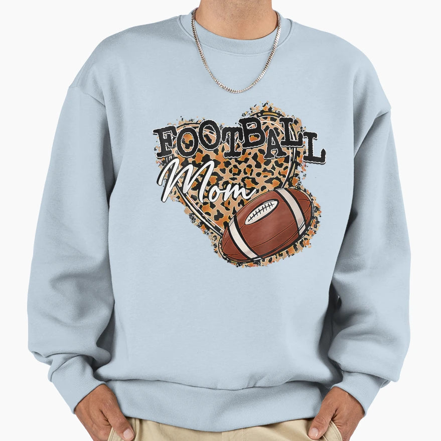 Game Day Leopard Heart Football Mom Sweatshirt - Unique Graphic Unisex - T-Shirt, Sweatshirt, Hoodie