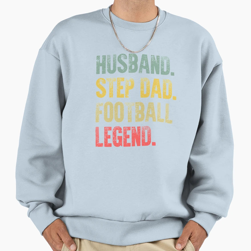 Funny Husband Step Dad Football Legend T-Shirt - Minimalist Print Men Women - T-Shirt, Sweatshirt, Hoodie