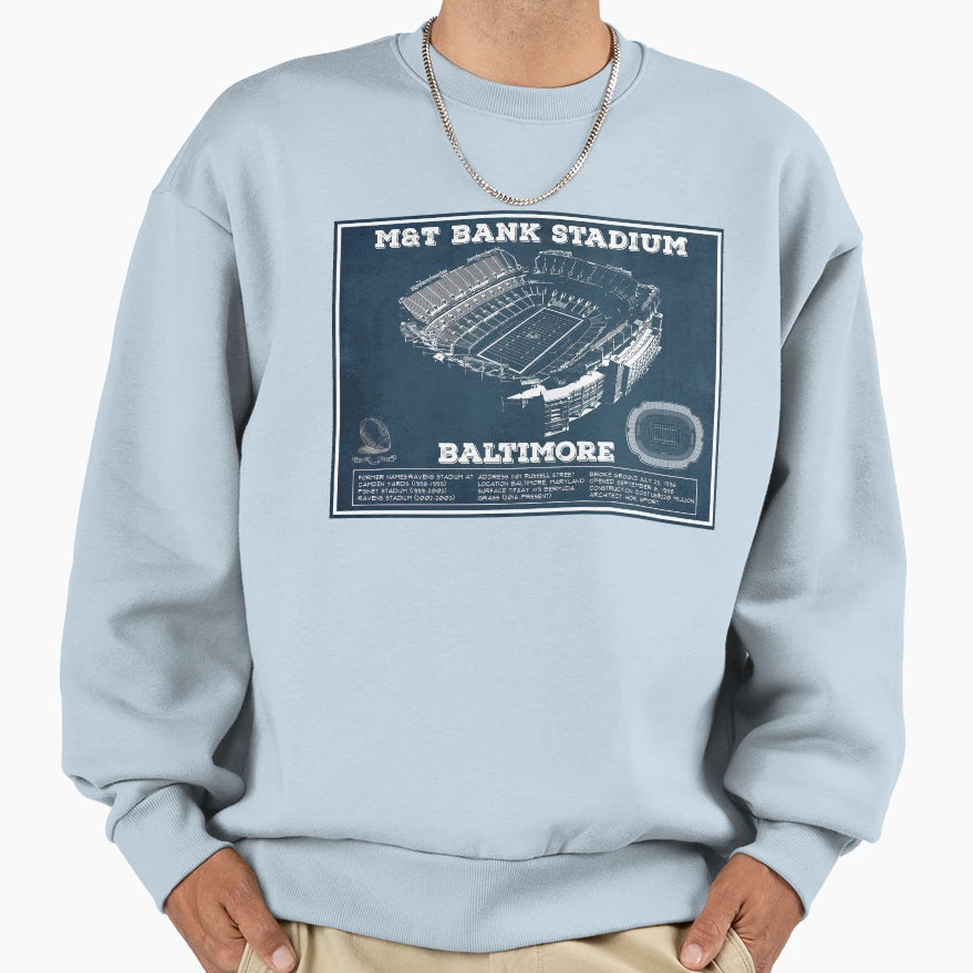 M T Bank Stadium Baltimore Sweatshirt - Custom Art Print for Adults - T-Shirt, Sweatshirt, Hoodie
