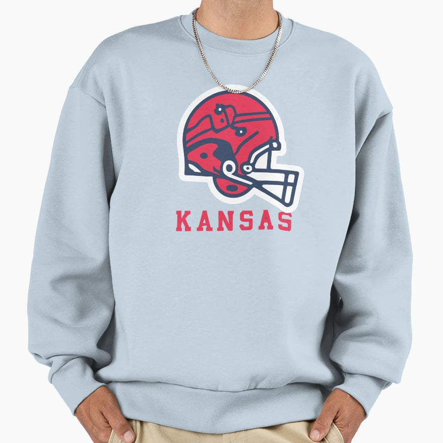 Kansas Football Team Helmet Sweatshirt - Graphic Print Men Women - T-Shirt, Sweatshirt, Hoodie