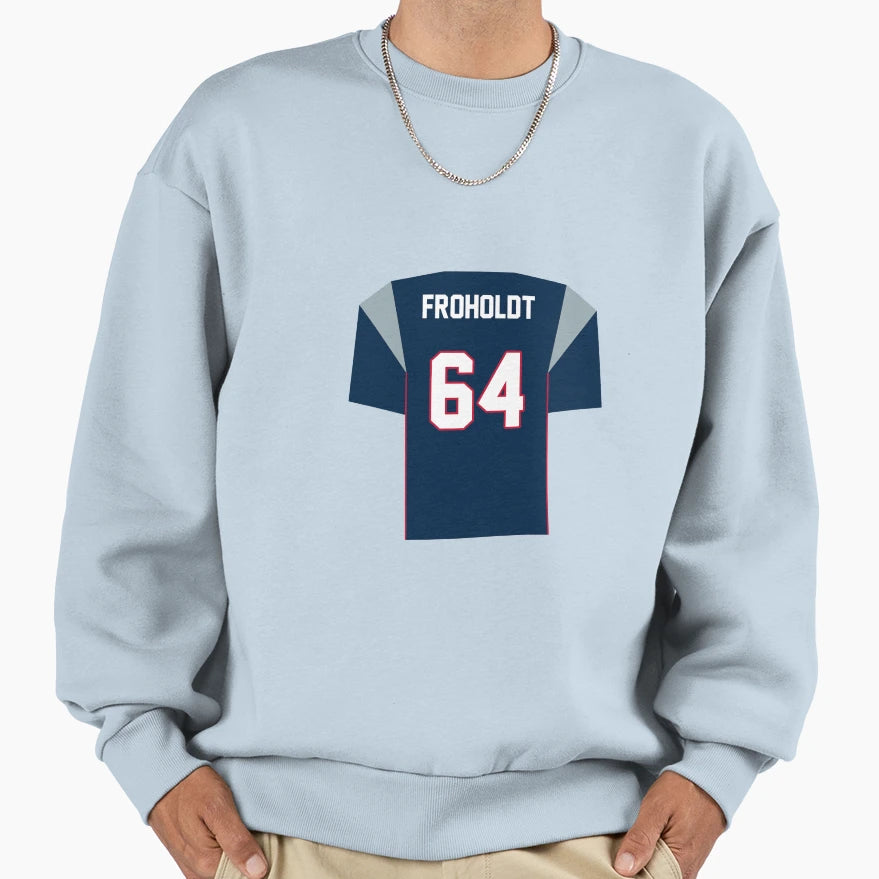 Hjalte Froholdt Patriots Jersey Sweatshirt - Fun Novelty Design Men Women - T-Shirt, Sweatshirt, Hoodie