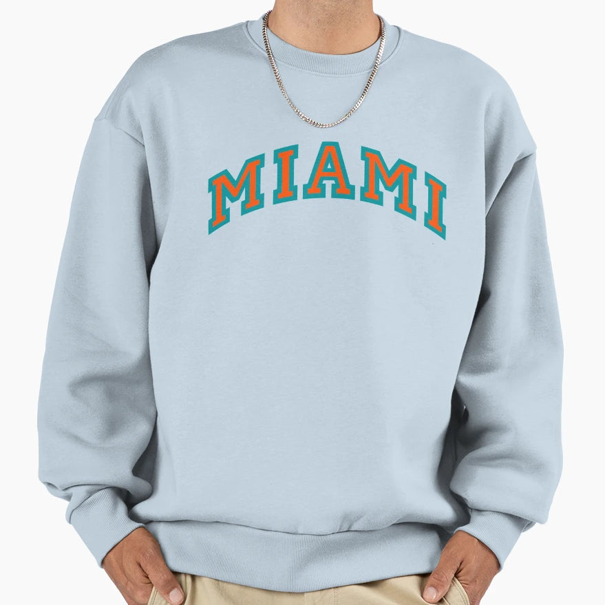 Miami Varsity Spellout Sweatshirt - Minimalist Print Unisex - T-Shirt, Sweatshirt, Hoodie