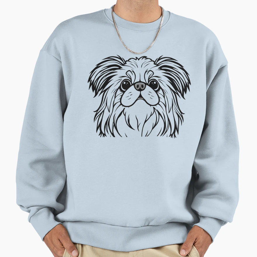 Cheerful Pekingese Fluffy Coat Sweatshirt - Casual Everyday Wear Men Women - T-Shirt, Sweatshirt, Hoodie