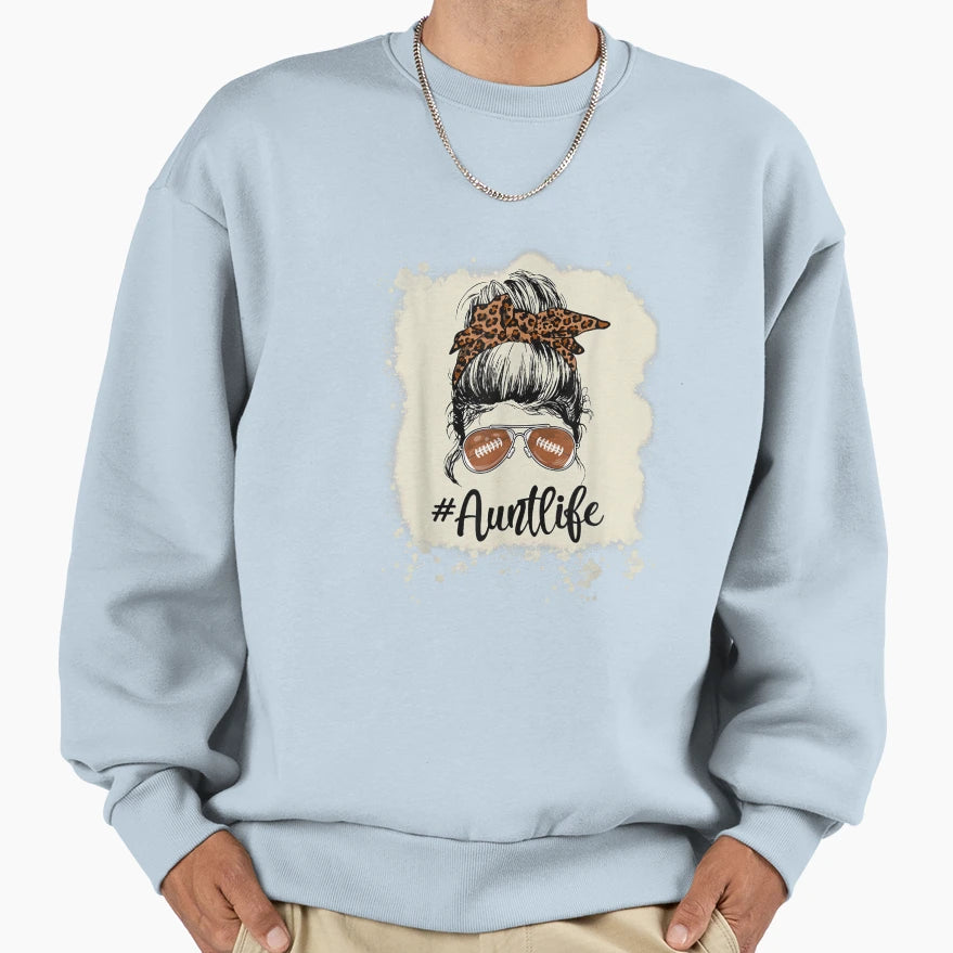 Football Leopard Football Aunt Sweatshirt - Minimalist Print for Adults - T-Shirt, Sweatshirt, Hoodie