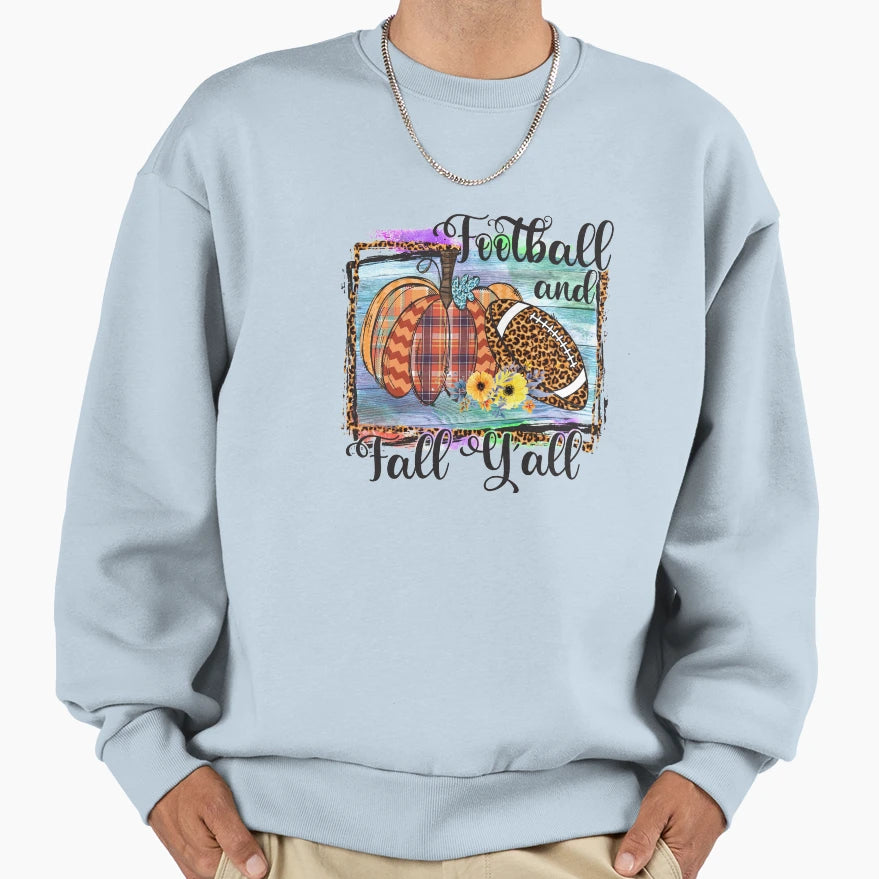 Football Fall Yall Leopard Autumn Sweatshirt - Minimalist Print Unisex - T-Shirt, Sweatshirt, Hoodie