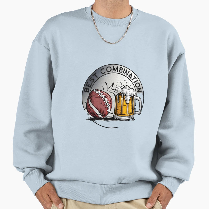 Best Combination Beer And Football Sweatshirt - Minimalist Print Men Women - T-Shirt, Sweatshirt, Hoodie