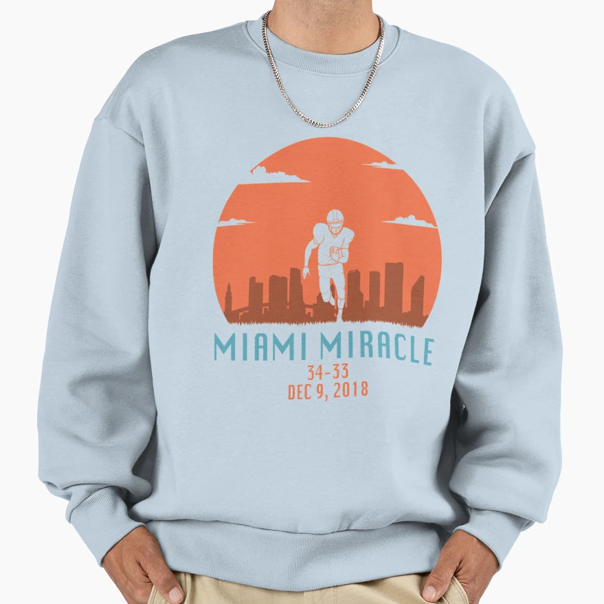 Miami Miracle Funny Football Sweatshirt - Minimalist Print Men Women - T-Shirt, Sweatshirt, Hoodie