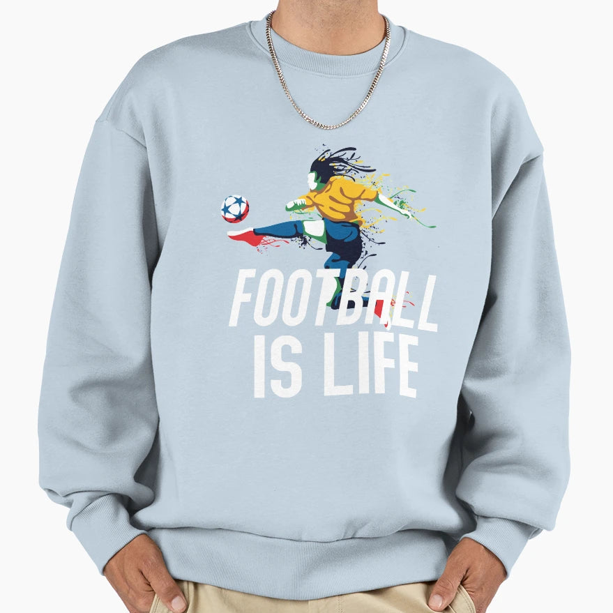Mens Womens Football Is Life Gifts Sweatshirt - Minimalist Print Unisex - T-Shirt, Sweatshirt, Hoodie