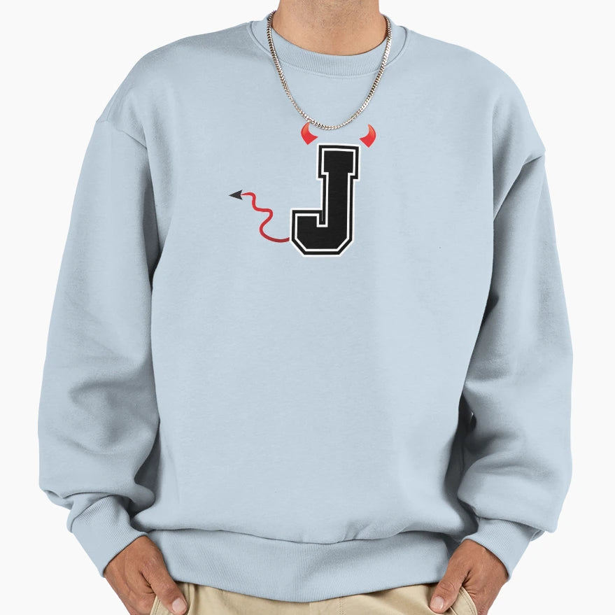 Letter J College Font Evil Naughty Sweatshirt - Unique Graphic Unisex - T-Shirt, Sweatshirt, Hoodie