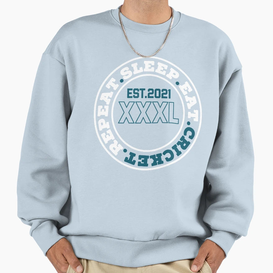 Sleep Eat Cricket Repeat Sweatshirt - Custom Art Print for Adults - T-Shirt, Sweatshirt, Hoodie