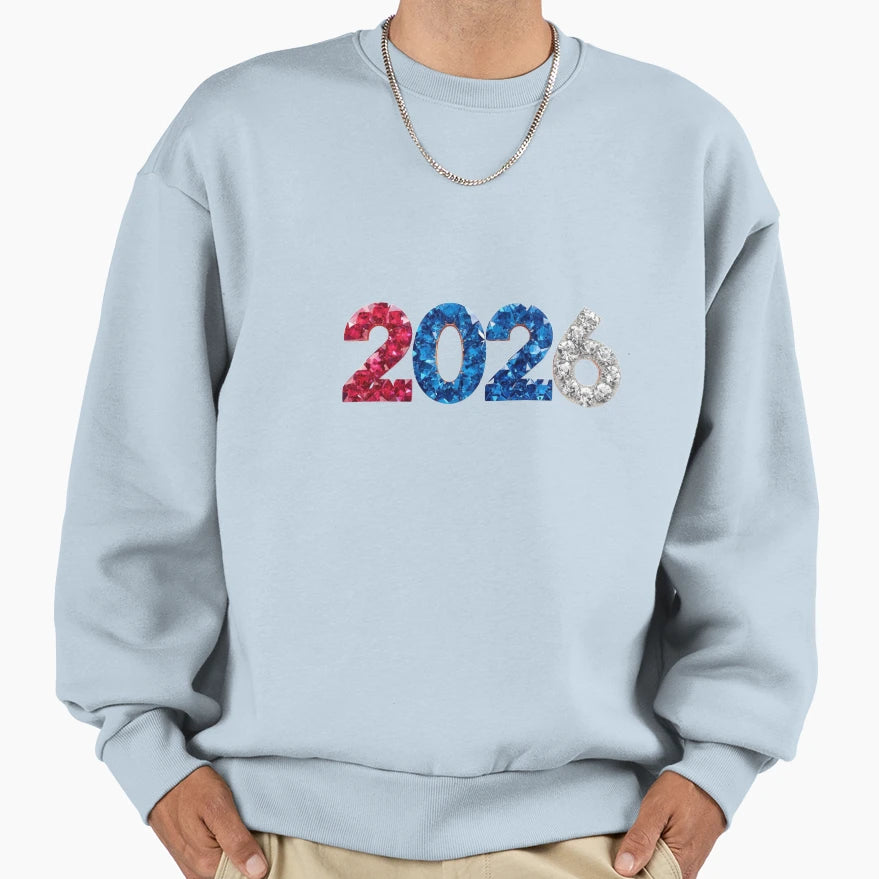 2026 Sparkle Jewel Year 2026 Sweatshirt - Graphic Print for Adults - T-Shirt, Sweatshirt, Hoodie