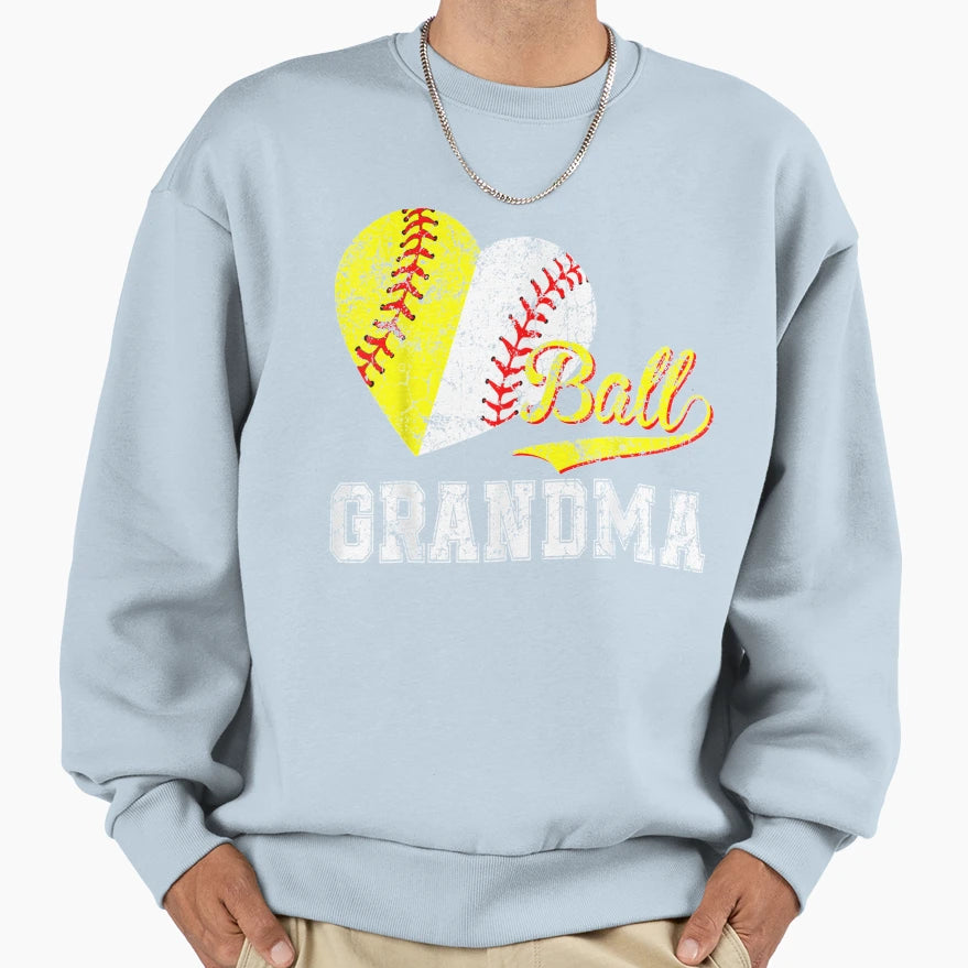 Baseball Softball Ball Heart Sweatshirt - Aesthetic Graphic for Adults - T-Shirt, Sweatshirt, Hoodie
