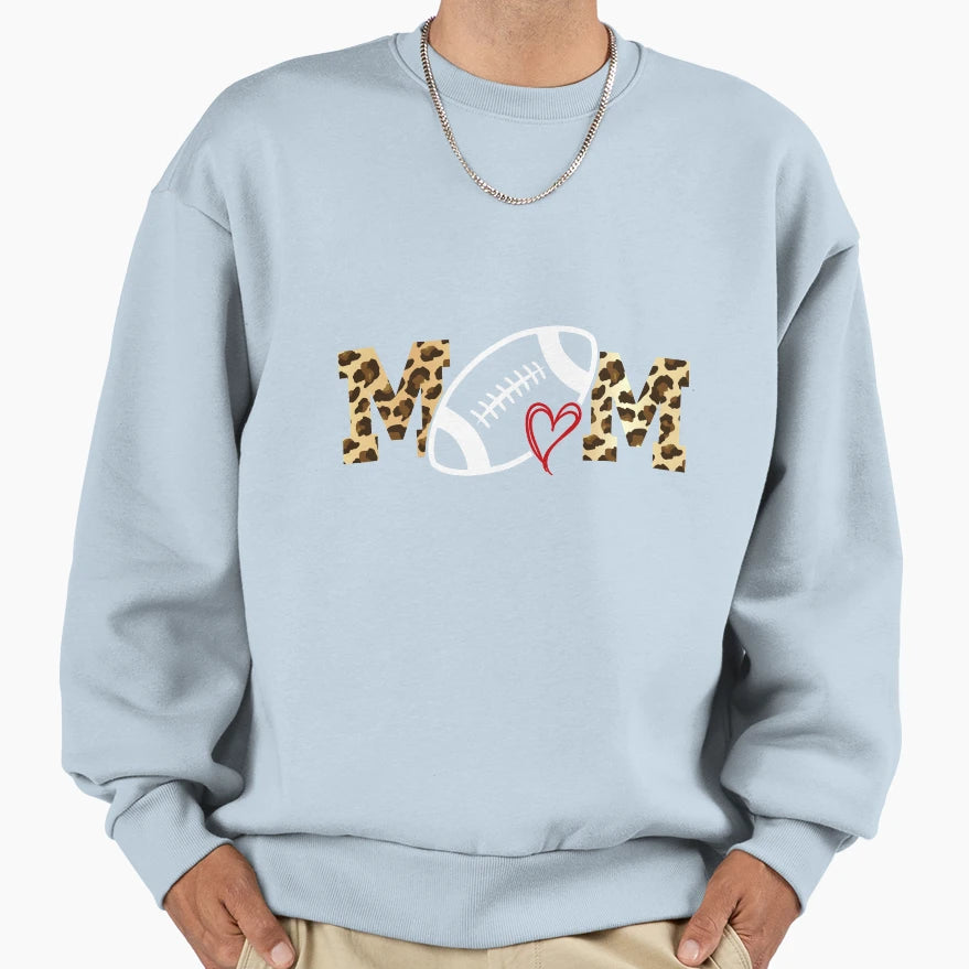 Football Mom Leopard Football Love Sweatshirt - Novelty Apparel Unisex - T-Shirt, Sweatshirt, Hoodie