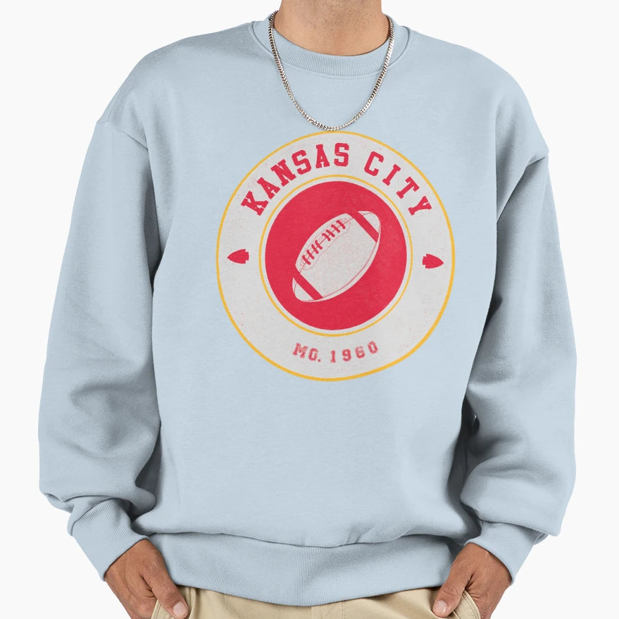 Kansas City Football Logo White Sweatshirt - Aesthetic Graphic for Adults - T-Shirt, Sweatshirt, Hoodie