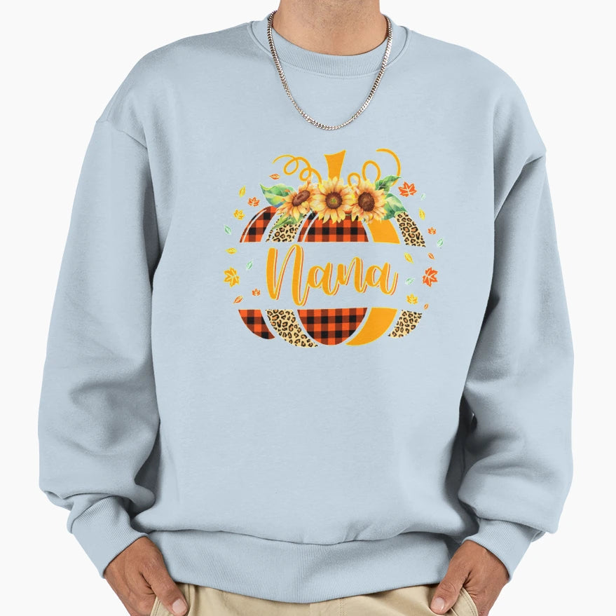 Nana Pumpkin Leopard Sunflower Sweatshirt - Minimalist Print Unisex - T-Shirt, Sweatshirt, Hoodie