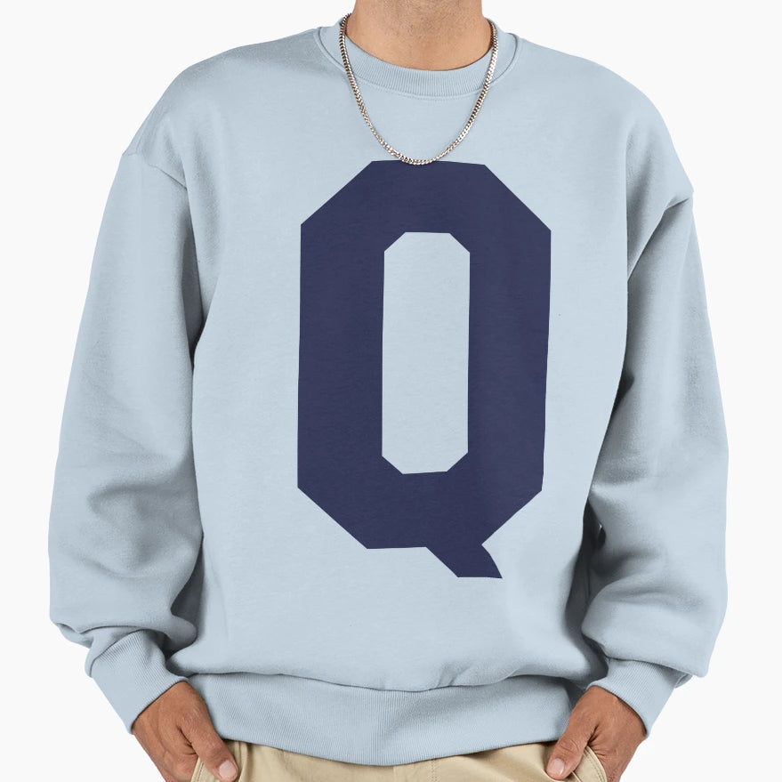 Alphabet Marine Blue Q Sports Sweatshirt - Minimalist Print Men Women - T-Shirt, Sweatshirt, Hoodie