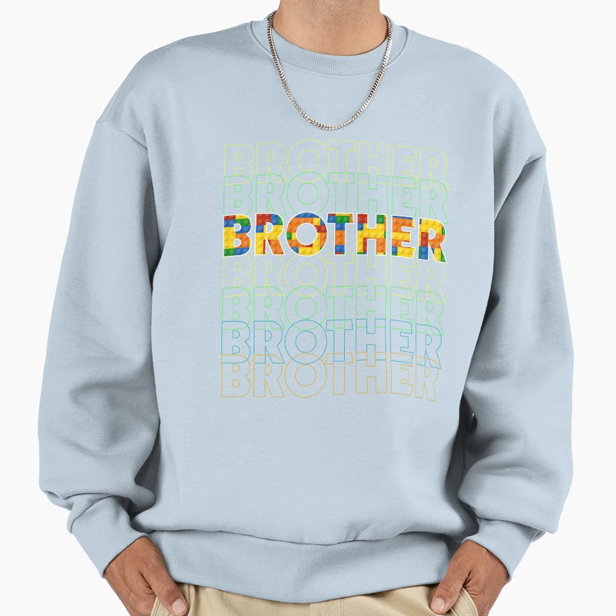 Brother Building Blocks Brother Day Brother T-Shirt - Graphic Print Unisex - T-Shirt, Sweatshirt, Hoodie