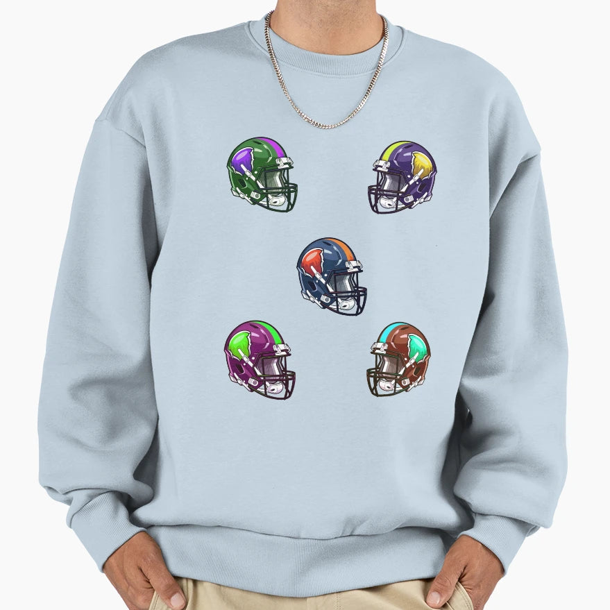 Football Helmet Pack Sweatshirt - Casual Everyday Wear Men Women - T-Shirt, Sweatshirt, Hoodie