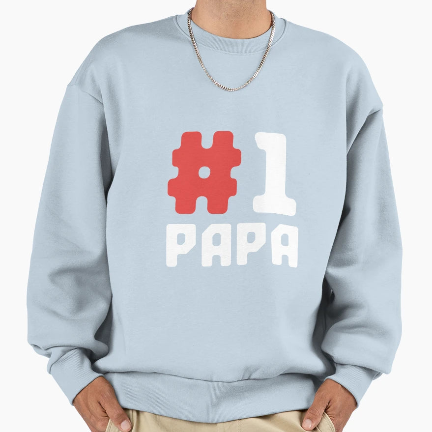 Mens Number One Papa 1 Fathers Day Sweatshirt - Novelty Apparel for Adults - T-Shirt, Sweatshirt, Hoodie