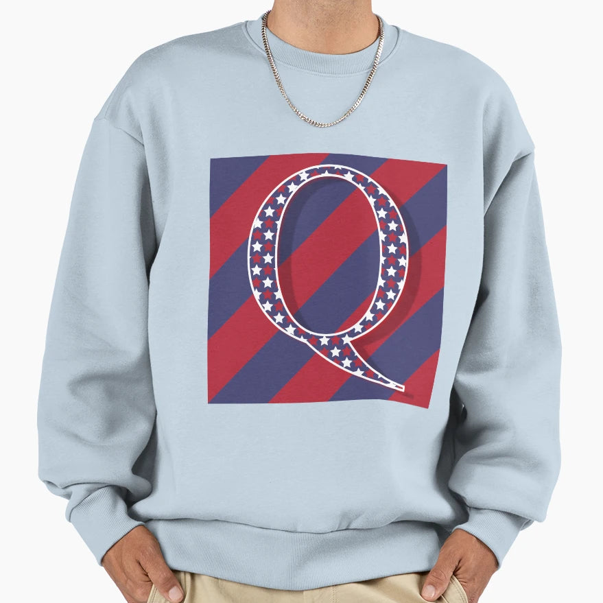 Letter Q Americana Old Glory Red Sweatshirt - Novelty Apparel Men Women - T-Shirt, Sweatshirt, Hoodie