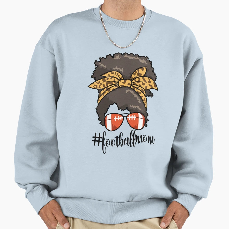 Footballmom Messy Bun Mom Womens Sweatshirt - Graphic Print for Adults - T-Shirt, Sweatshirt, Hoodie