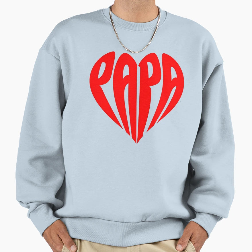 Papa Heart Typography Red Aesthetic Sweatshirt - Unique Graphic Unisex - T-Shirt, Sweatshirt, Hoodie