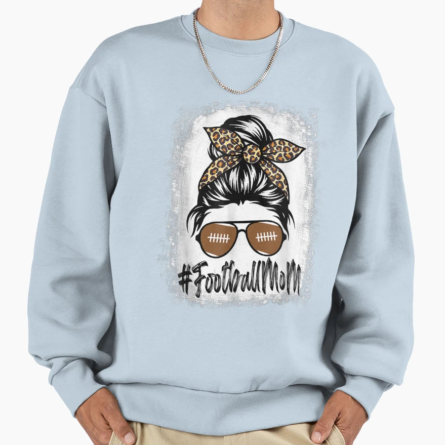 Bleached Football Mom Life Leopard Sweatshirt - Custom Art Print Men Women - T-Shirt, Sweatshirt, Hoodie
