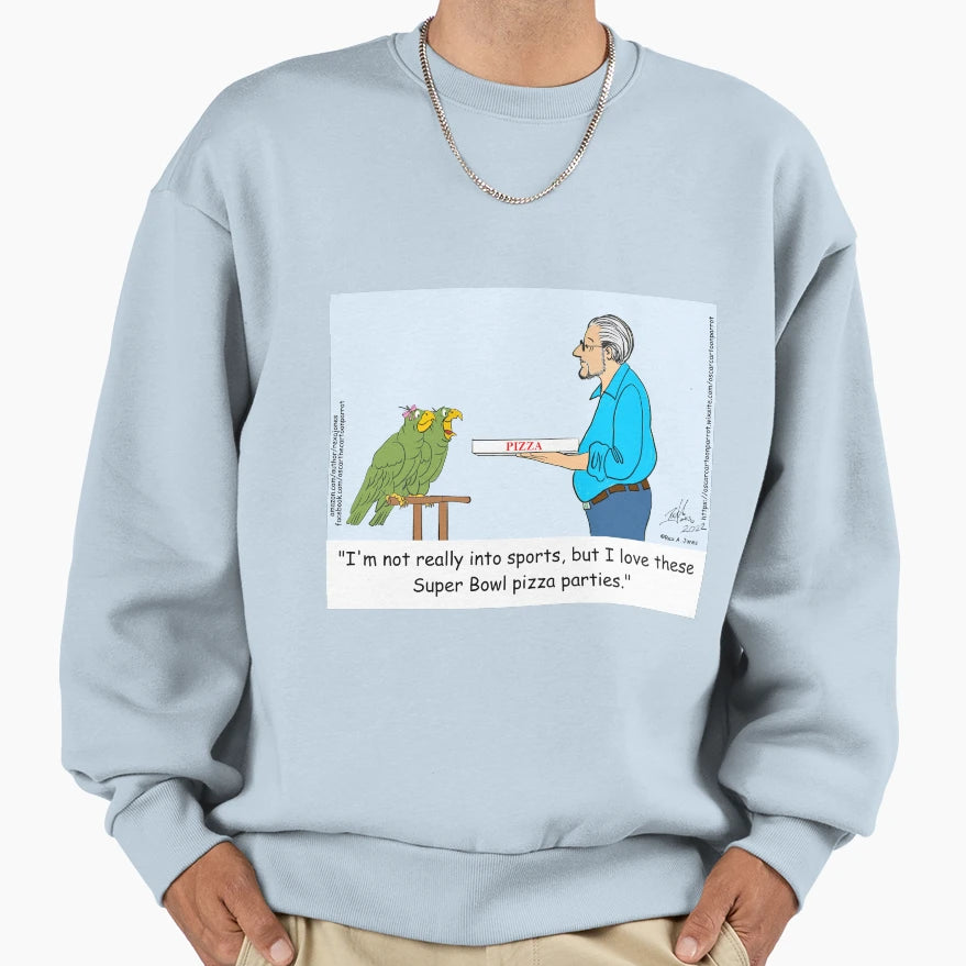 Super Bowl Pizza Party Parrots Sweatshirt - Minimalist Print Men Women - T-Shirt, Sweatshirt, Hoodie