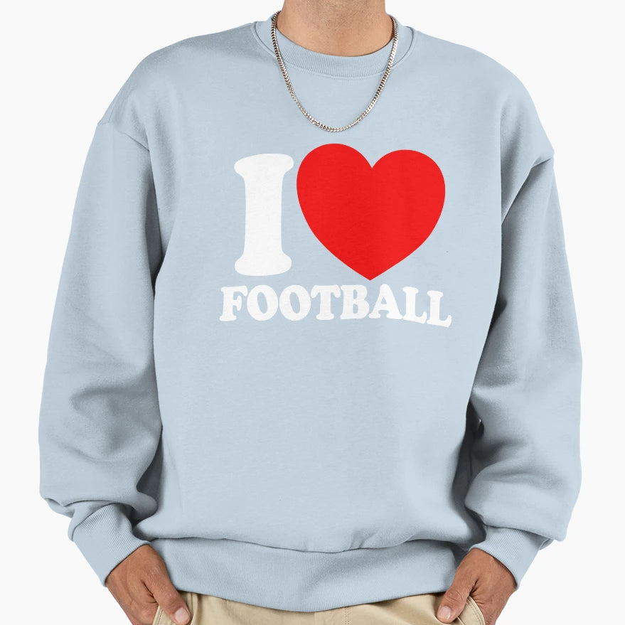 I Love Football Red Heart Football Sweatshirt - Graphic Print for Adults - T-Shirt, Sweatshirt, Hoodie