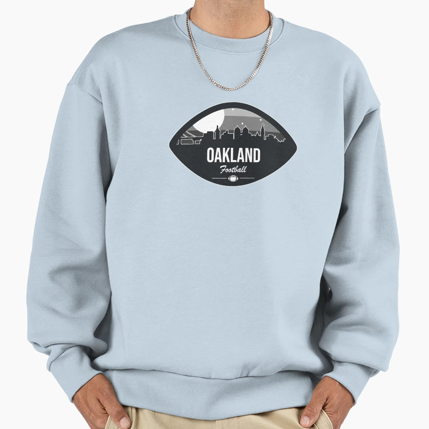 Oakland Football Skyline Badge Sweatshirt - Aesthetic Graphic Men Women - T-Shirt, Sweatshirt, Hoodie