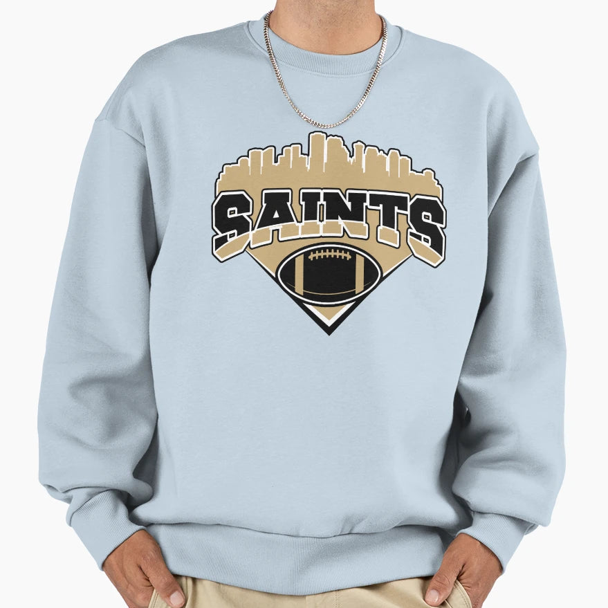 Saints Football Skyline Football Sweatshirt - Novelty Apparel Men Women - T-Shirt, Sweatshirt, Hoodie