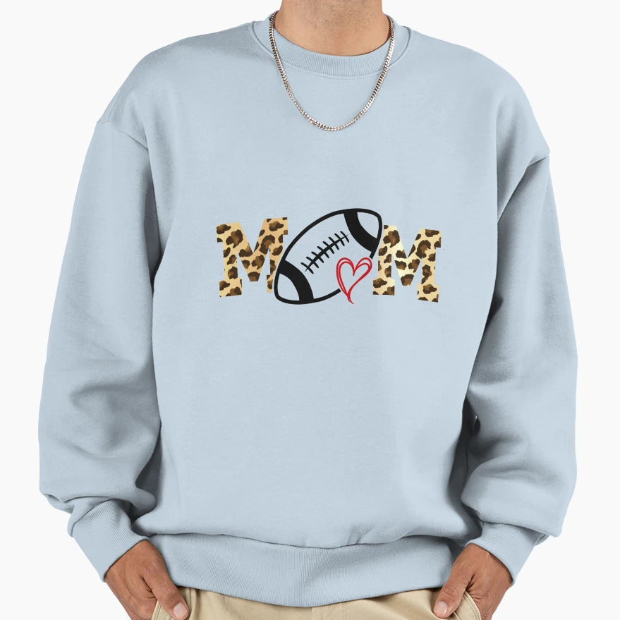 Football Mom Leopard Football Love Sweatshirt - Unique Graphic for Adults - T-Shirt, Sweatshirt, Hoodie