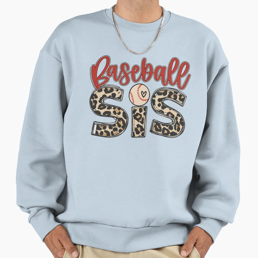 Baseball Sis Leopard Sports Sweatshirt - Graphic Print Unisex - T-Shirt, Sweatshirt, Hoodie