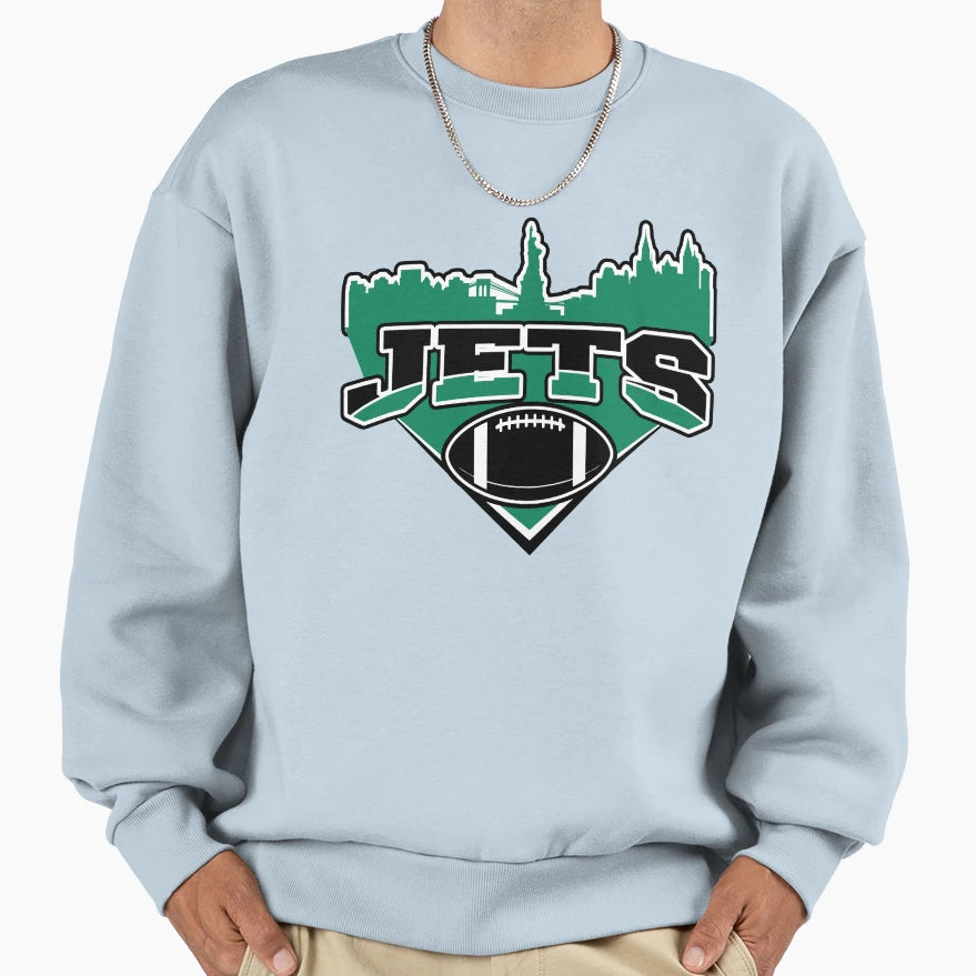Jets Football Skyline Football Team Sweatshirt - Graphic Print for Adults - T-Shirt, Sweatshirt, Hoodie