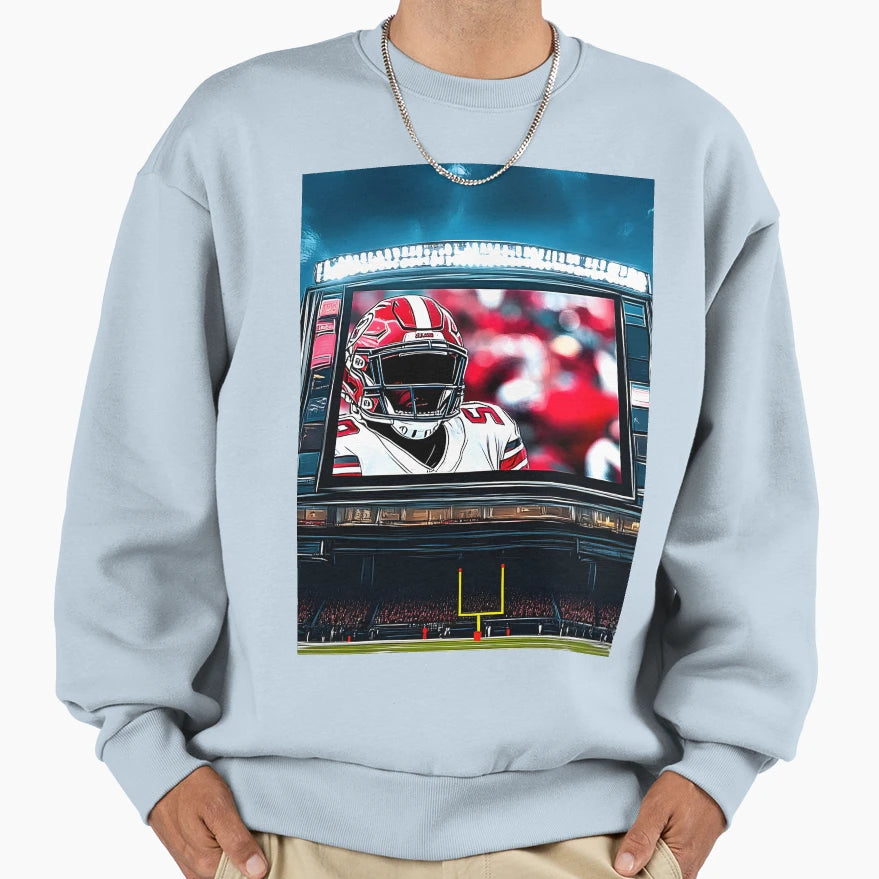 Stylized Football Player Stadium Sweatshirt - Custom Art Print for Adults - T-Shirt, Sweatshirt, Hoodie