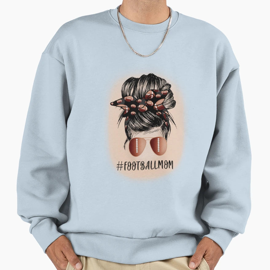 Womans Football Mom Messy Bun T-Shirt - Aesthetic Graphic Men Women - T-Shirt, Sweatshirt, Hoodie