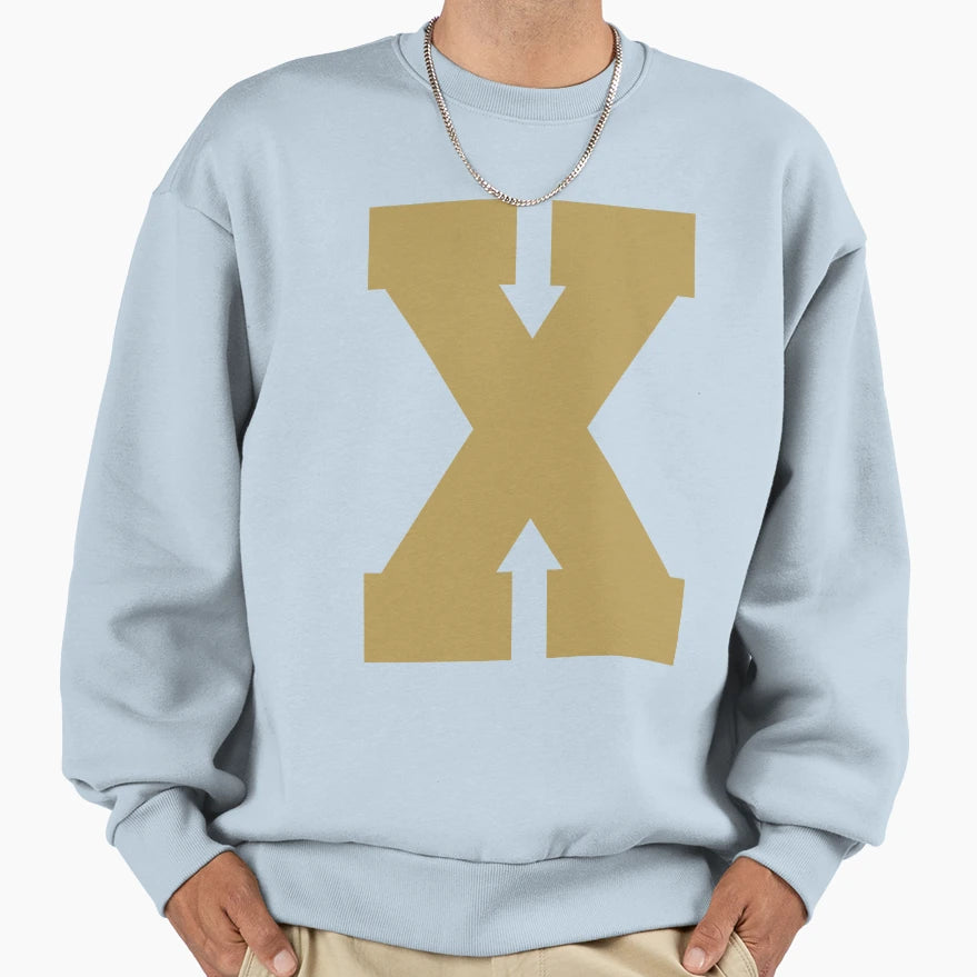 Alphabet Gold X Sports Letter X Sweatshirt - Unique Graphic for Adults - T-Shirt, Sweatshirt, Hoodie